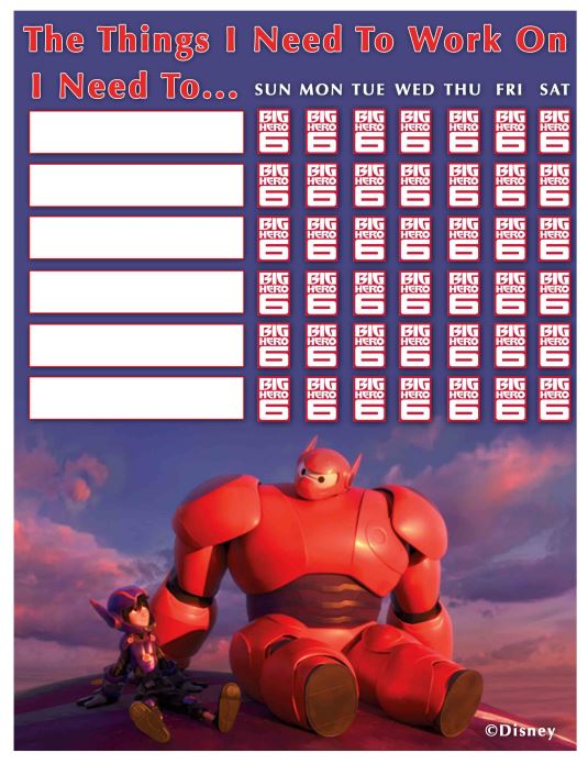 Free Big Hero 6 Printable Behavior Charts 