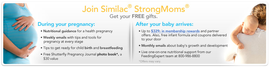 Join Similac StrongMoms for free gifts and coupons including Free formula bottles and More!!!