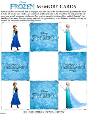 Frozen Printable Memory Cards Activity 