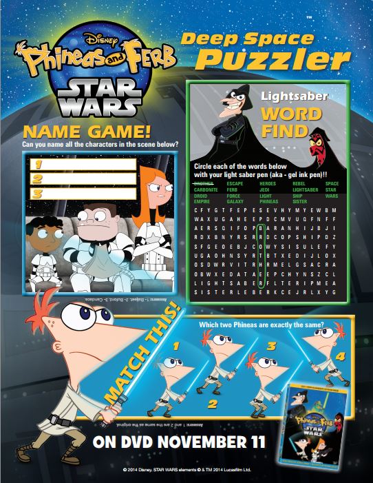 Phineas and Ferb Printable activites