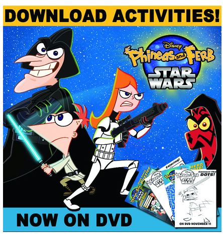 Phineas and Ferb printable activies star wars