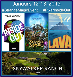 I am off to Skywalker Ranch for a little Strange Magic & more! #‎StrangeMagicEvent‬ ‪#‎PixarInsideOut‬