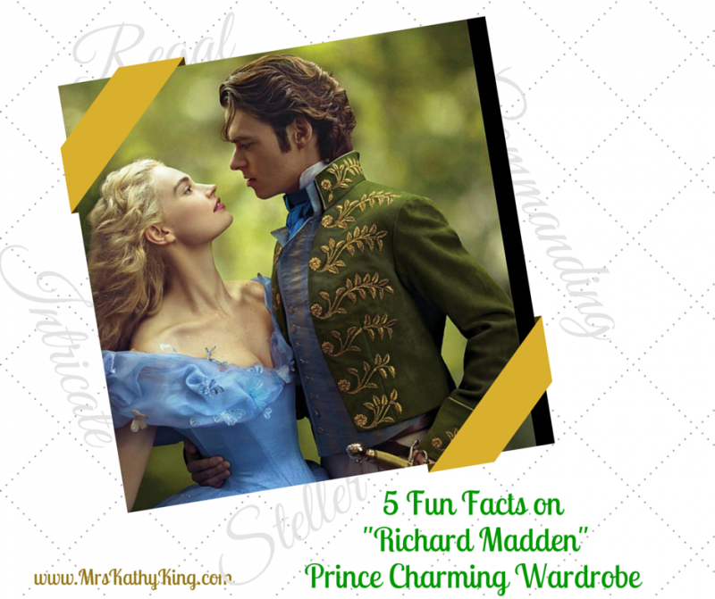 Charming is portrayed as a son, prince and man in love through stunning and dashing costume design. When developing his stunning and intricate wardrobe Award-winner Sandy Powell’s took extra measure to amplify his presence. Here are 5 Fun Facts on Richard Madden Prince Charming Wardrobe