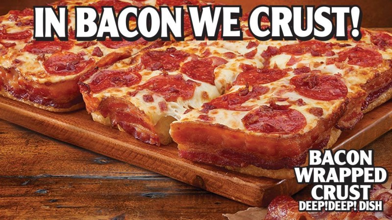 Do you love Bacon?  You will love Little Caesars pizza HOT-N-READY Bacon Wrapped Crust Deep!Deep! Click Here for a review of the Bacon wrapped Pizza