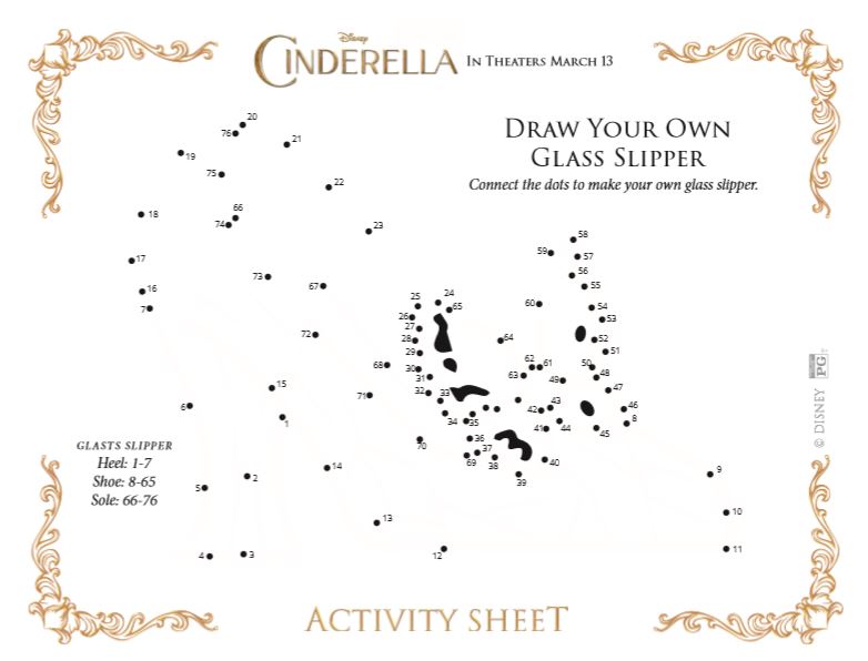 Free Cinderella Printable Glass Slipper Drawing