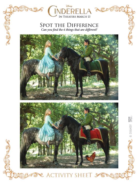 Free Cinderella Printable spot the difference activity 1