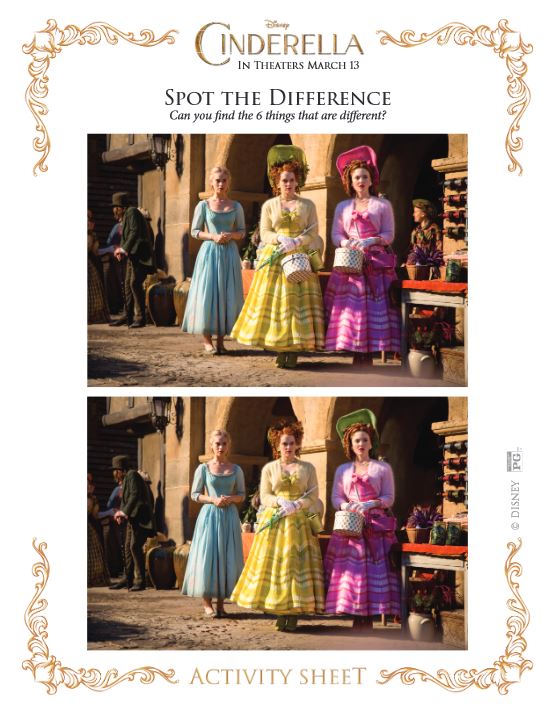 Free Cinderella Printable spot the difference activity 2