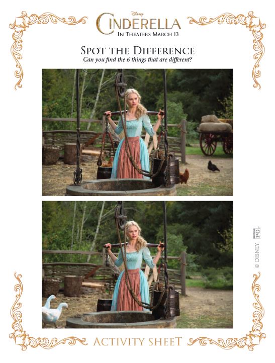 Free Cinderella Printable spot the difference activity 3