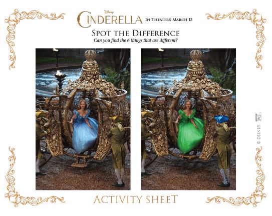 Free Cinderella Printable spot the difference activity 4
