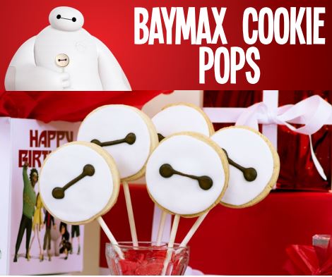 Baymax Cookie Pops - I love these easy to make Baymax Cookie Pops using sugar cookie dough, round cookie cutter and cookie sticks.