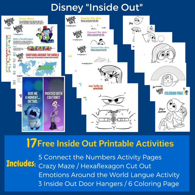 Here are 17 free Inside Out printable activities to be used for parties or just fun. Click on the image to download the free Inside Out printables. 