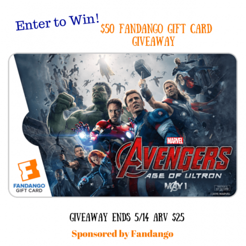 ***Winner Announced***  Avengers: Age of Ultron $50 Fandango Gift Card Giveaway! Ends 5/13 #Avengers #AgeOfUltron #FandangoFamily