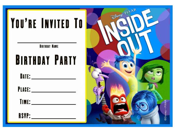 Free Printable Inside Out Birthday Invitation templete