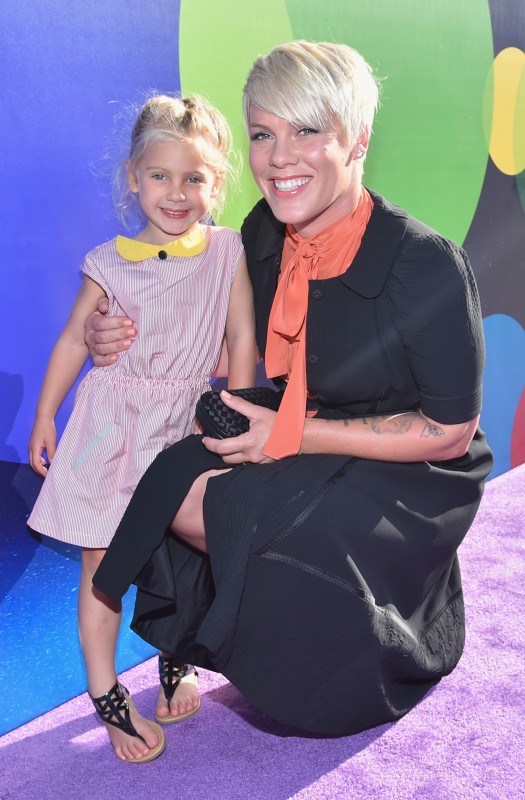 HOLLYWOOD, CA - JUNE 08: Recording artist Pink (R) and daughter attend the Los Angeles Premiere and Party for Disney?Pixar?s INSIDE OUT at El Capitan Theatre on June 8, 2015 in Hollywood, California. (Photo by Alberto E. Rodriguez/Getty Images for Disney) *** Local Caption *** Alicia Moore