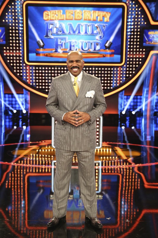 CELEBRITY FAMILY FEUD - Watching two families spar off against each other in "Family Feud" is one of television's most popular and enduring game show formats. In the new primetime celebrity version produced by FremantleMedia North America, "Celebrity Family Feud" will take the fun to another level over the six-episode special series. Steve Harvey, the highly popular multi-hyphenate standup comedian, actor, author, deejay and Emmy Award-winning game show host, will pit celebrities against each other in a contest to name the most popular responses to a survey-type question posed to 100 people. "Celebrity Family Feud" premieres on SUNDAY, JUNE 21 (8:00-9:00 p.m., ET/PT) on the ABC Television Network. (ABC/Adam Taylor) STEVE HARVEY