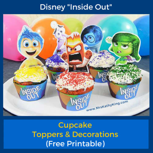 Free Inside Out Printable Cupcake Toppers & Decorations  #FandangoFamily