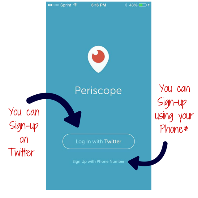 how to sign up for Periscope with out a twitter account