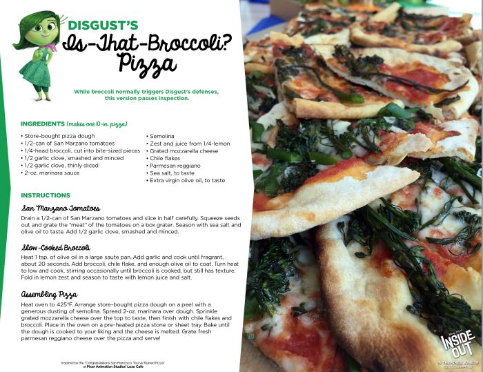 inside out party recipes is that broccoile prizza recipe card