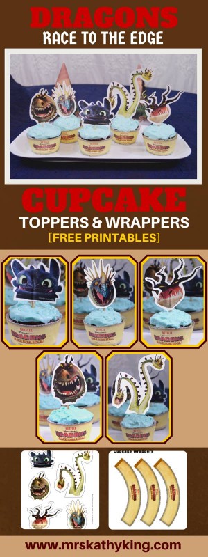 Free Dragons Race to the Edge Printable Cupcake Toppers pinterest