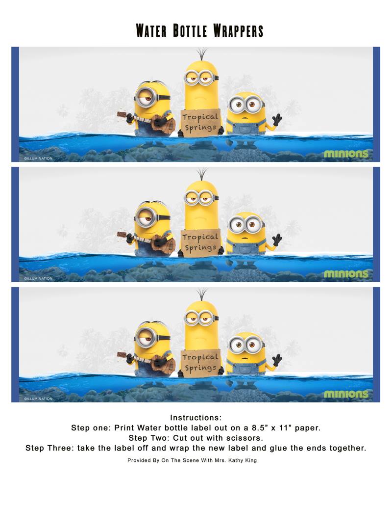 Minion Movie water bottle wrappers