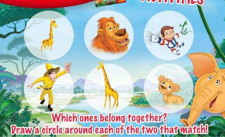 Curious George 3 printable activity matching game