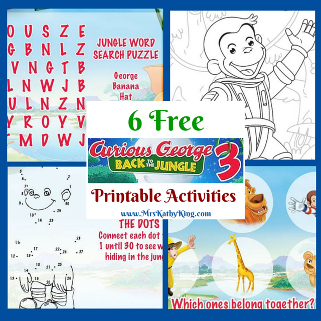 Free Curious George 3 Printable Activities #CuriousGeorge - Mrs