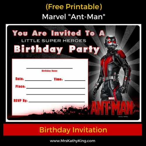 Free Marvel Ant-Man Printable Birthday Invitation Templates  #AntmanEvent  #Antman #Disney