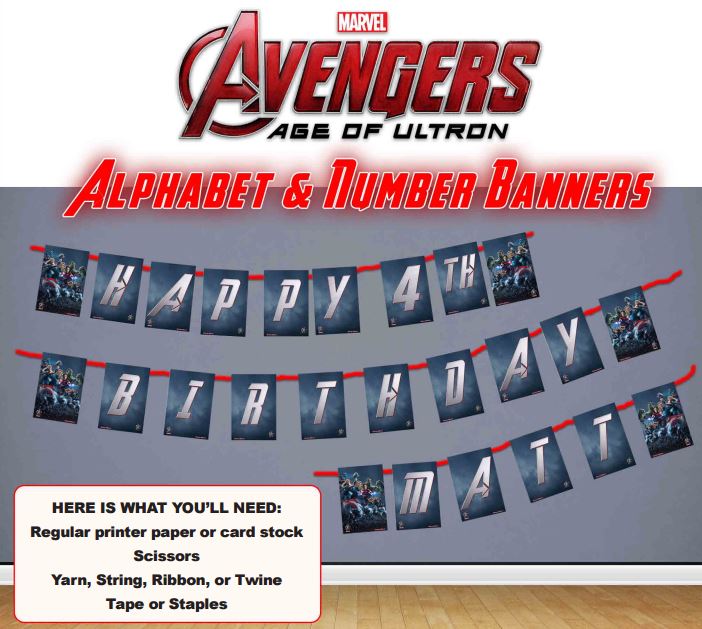 Avengers Age of Ultron Alphabet & Numbers Banner