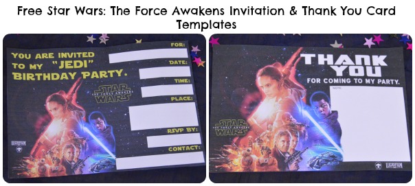 Free Star Wars The Force Awakens Invitation & Thank You Card Templates