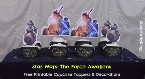 Free Star Wars: The Force Awakens Printable Cupcake Toppers & Decorations #TheLightSide #TheForceAwakens #StarWars