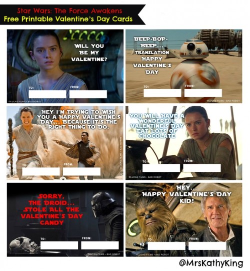 Free Star Wars The Force Awakens Printable Valentines Day Cards