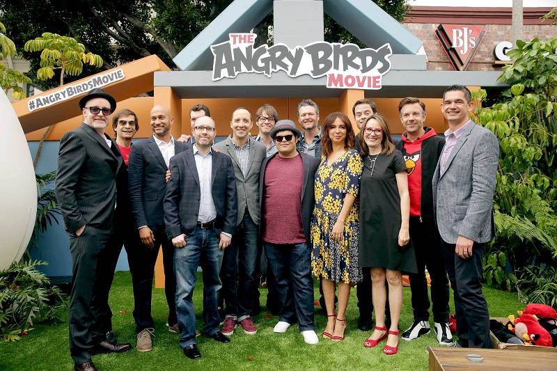 Director Fergal Reilly, Executive Producer David Maisel, Keegan-Michael Key, Producer John Cohen, Billy Eichner, Tony Hale, Ike Barinholtz, Josh Gad, Blake Shelton, Maya Rudolph, Bill Hader, Producer Catherine Winder, Jason Sudeikis and Director Clay Kaytis seen at Columbia Pictures and Rovio Animations Premiere of "The Angry Birds Movie" at Regency Village Theatre on Saturday, May 7, 2016, in Los Angeles.