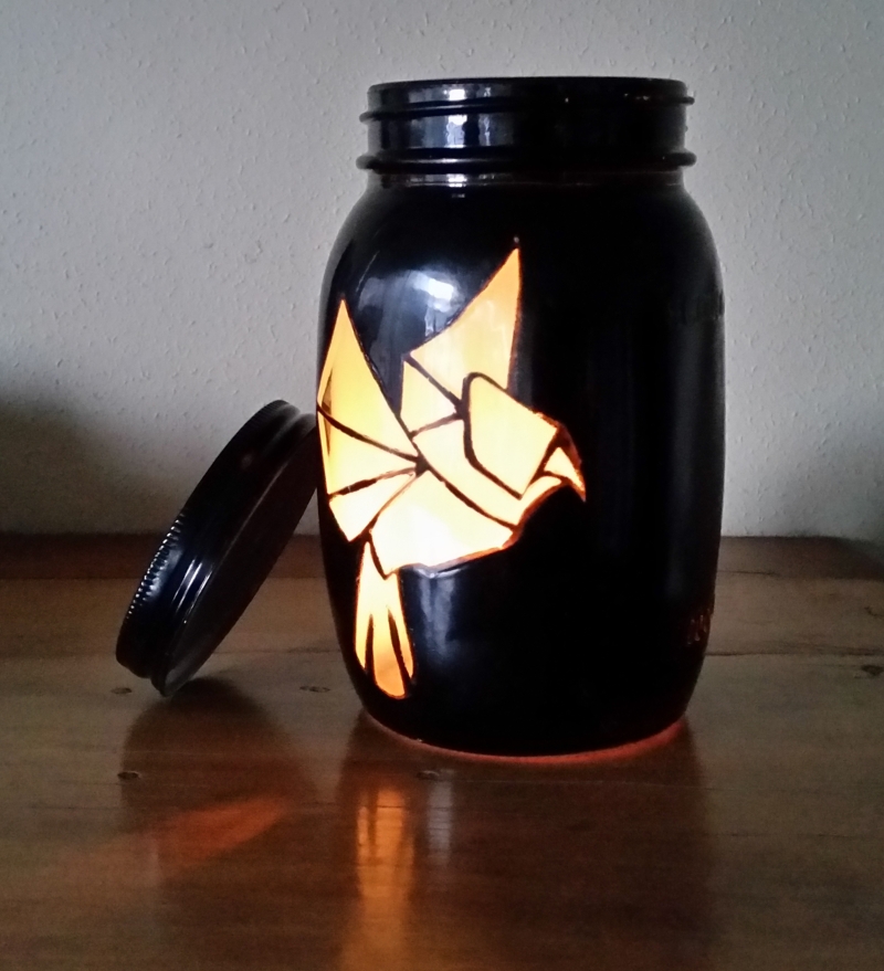 Kubo and the Two Strings Mason Jar Lantern Origami Bird Light