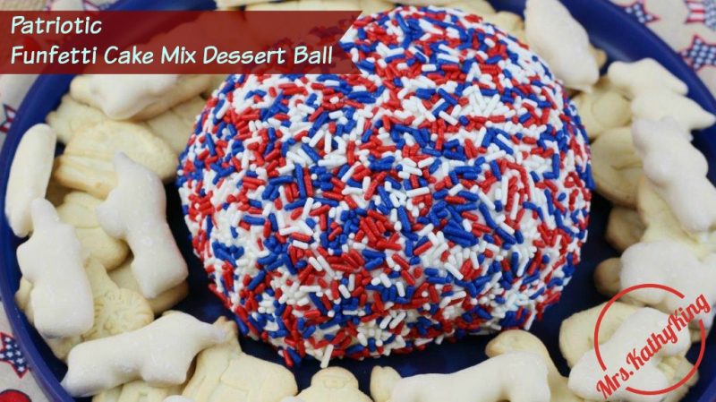 patriotic Funfetti Cake Mix Dessert Ball