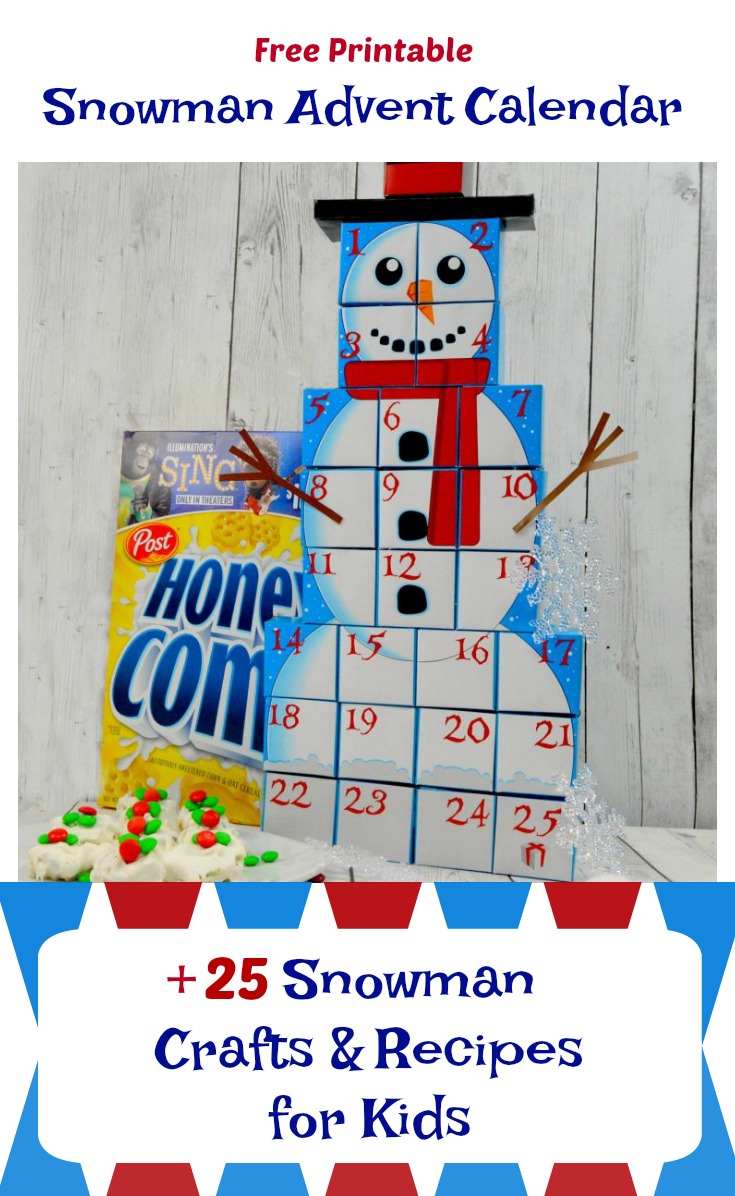 Looking for an cute Advent Calender? Here is a Free Printable Snowman Advent Calendar + 25 Snowman Crafts and Recipes for Kids (ad)