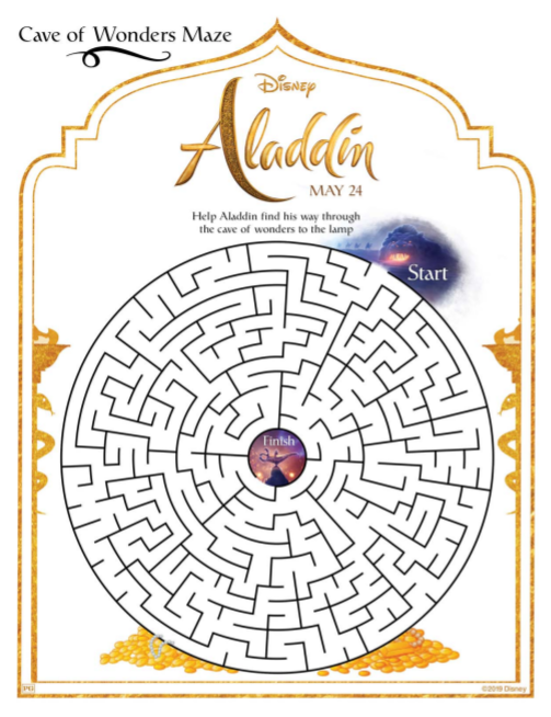 Aladdin Cave of Wonder Maze Activity Sheet 