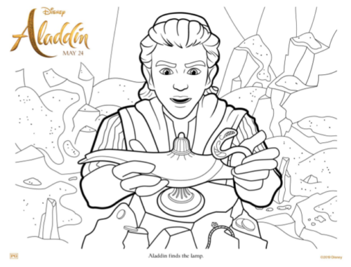 Aladdin Finds the Lamp Coloring Sheet