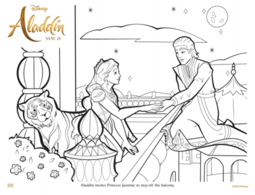 Aladdin and Jasmine Coloring Sheet 2