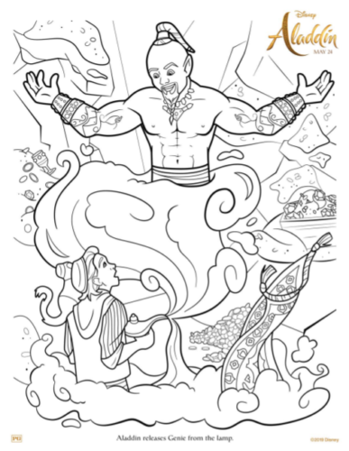 Genie Appearing From the Lamp Coloring Sheet
