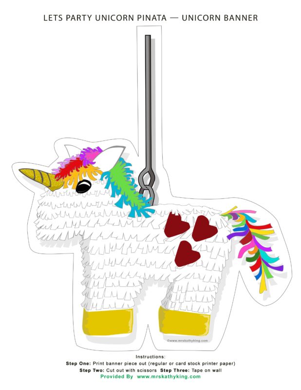 Unicorn Piñata Printable sign